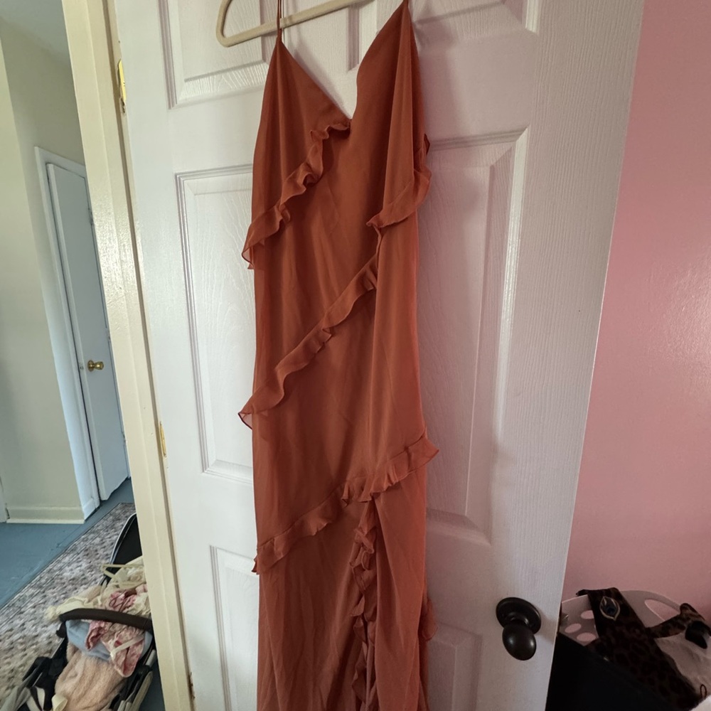 Birdy Grey Terracotta Ruffle Gown - Picture 2 of 2